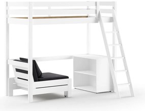 Białe podwyższone łóżko dziecięce z litego drewna sosnowego ze schowkiem 90x200 cm PINO – Vipack