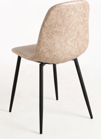 Zestaw 4 Krzese Black Teok Ekoskóra