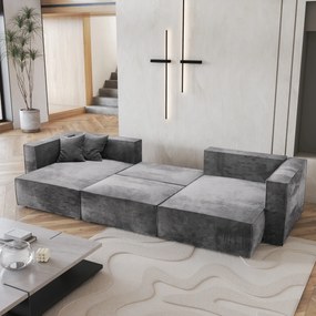 Masseno Narożnik SARMO z funkcją spania i pojemnikiem na pościel Narozniki U, Rozkładana sofa - Szary, MONOLITH 85