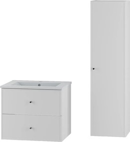Biały Zestaw do Łazienki 60cm Szafka z Umywalką Słupek Marco