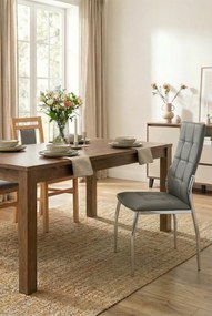 Popielate Krzesło Metalowe Nowoczesne Pikowane T7-W74