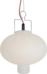 Lampa wisząca zewnętrzna biała 35 cm z czerwoną wtyczką IP44 - Pion