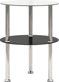 Stolik kawowy 2-poziomowy Przezroczysty i czarny 38cm Szkło hartowane Nowoczesny i elegancki