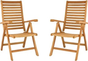 Divero 2 krzesła ogrodowe teakowe z regulacją i składaniem