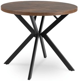 Stół Okrągły Rozkładany LUGO 90-190 cm Dąb Rustykalny/Czarny Loft