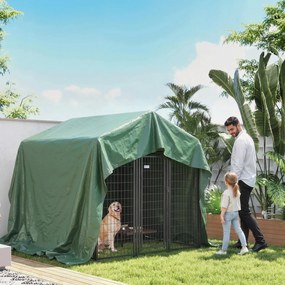 Outsunny Plandeka wodoodporna 4 x 6 m 90g/m² Wytrzymała UV-stabilna z wzmocnionymi oczkami Zielona | Aosom PL