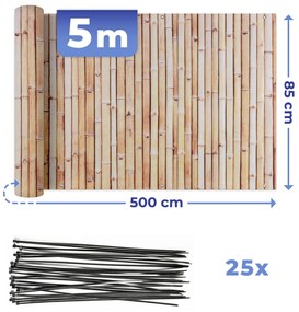Osłona balkonowa z wzorem bambusa, 5 m x 85 cm