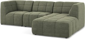Zielony narożnik z materiału bouclé (prawostronny/z szezlongiem) Aloha – Makamii