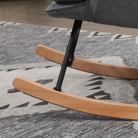 HOMCOM Krzesło Bujane z Podnóżkiem, Komfortowe, do 130 kg, Wygląd Lnu, 64x89x90 cm, Szary