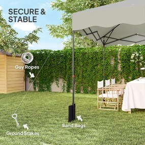 Outsunny 3 x 3 m Składany Pawilon, Regulowany Wysokością Pawilon Ogrodowy, z Torbą na Kółkach, do Ogrodu, Tarasu, Metal, Tkanina, Kremowy