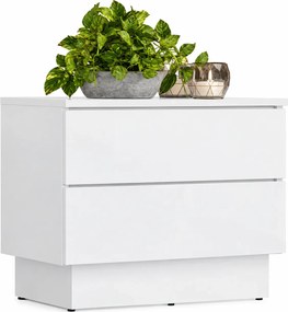 Biała minimalistyczna szafka nocna z 2 szufladami M3-P02