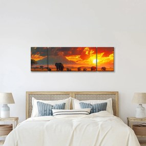 Obraz - Stado słoni (170x50 cm)