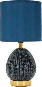 Niebieska lampa stołowa ceramiczna z tekstylnym kloszem (wysokość 30,5 cm) Flavi – Mauro Ferretti