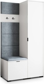 Masseno Garderoba LORI 95/181/51 cm Nowoczesna Szafa do Przedpokoju Biała, MONOLITH 85 (Szary)
