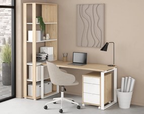 Biurko z regałem i kontenerkiem Sign jackson hickory/biały mat