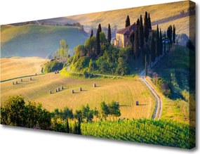 Obraz drukowany na płótnie Malowniczy Pejzaż z Drzewami