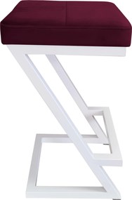 Hoker ZETA krzesło barowe tkanina Welur podstawa metalowa LOFT : Kolor Stelaża - Biały, Kolor tkaniny - VELVET - MG02