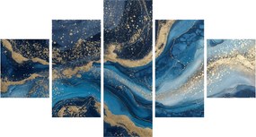 Obraz - Abstrakcyjny niebiesko-złoty marmur (125x70 cm)
