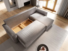 Masseno Narożnik POTARO z funkcją spania i pojemnikiem na pościel Narozniki L, Rozkładana sofa - Wrzosowy, POSO 130