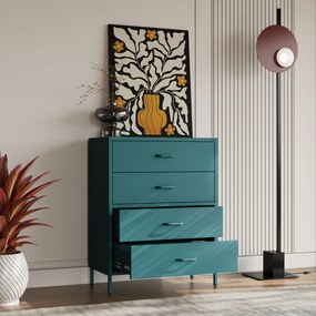 Komoda szafka metalowa morska / turkusowa Modern CARLA, 800 x 1015 x 400 mm