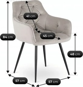 Krzesło Tapicerowane do Salonu MODESTO Szare Welurowe Nowoczesne Loft