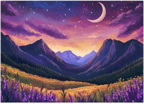 Obraz na szkle - Fioletowy krajobraz (70x50 cm)