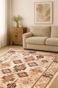 Kremowy Prostokątny Dywan W Stylu Retro K2-S76