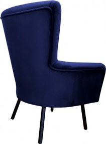 Fotel TULIP tkanina Welur noga metalowa Uszak luksusowy komfort salonu : Kolor nogi - Czarna, Kolor tkaniny - VELVET - MG16