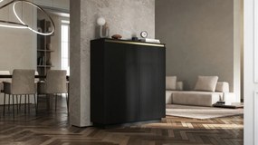 Wysoka komoda ryflowana Selene 2D3SZ, kolor czarny