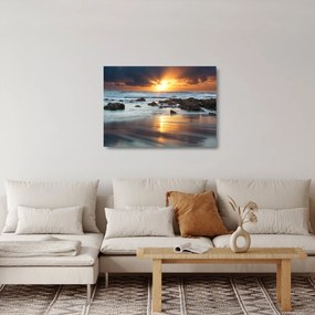 Obraz na szkle - Skąpane w słońcu morze (70x50 cm)