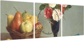 Obraz - Henri Fantin-Latour, Still  Life, reprodukcje (z zegarem) (90x30 cm)
