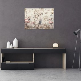 Obraz na szkle - Rysunek flamingów (70x50 cm)