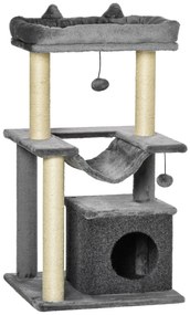 PawHut Drapak dla Kotów Wysoki Model Szary 48x48x100cm Stabilny i Trwały Idealny dla Aktywnych Kotów | Aosom PL