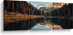 Obraz - Alpy, Włochy, Dolomity, Lago Antorno (z zegarem) (90x30 cm)