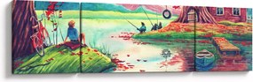 Obraz - Akwarela, Bay in a mountain village (170x50 cm)