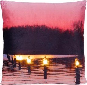Poduszka dekoracyjna z oświetleniem LED Zmierzch - 38 x 38cm