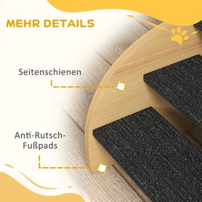 PawHut Schody dla Zwierząt - Schody dla Psa, 3 Stopnie, Mały Pies, 38,5 cm x 38,5 cm x 30 cm, Dąb + Czarny