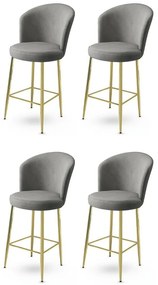 Zestaw krzeseł barowych Fora Grey and Gold, 4 szt., 4 szt.