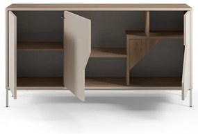 Kremowo-naturalna komoda w dekorze dębu 150x80x40 cm Lilou – Marckeric