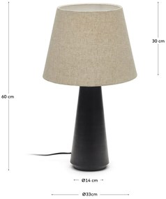 Czarno-beżowa lampa stołowa z tekstylnym kloszem (wys. 60 cm) Torrent – Kave Home