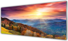 Szkło do Kuchni na Ścianę Promienie Słońca w Górach