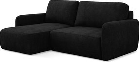 Narożnik lewostronny z funkcją spania - z tkaniny szenilowej - czarny - LILO