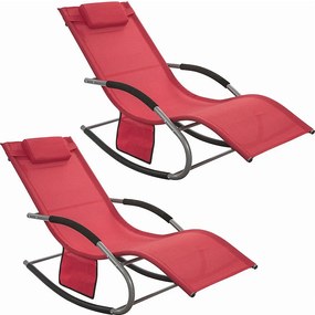 SoBuy 2 x Leżak bujany z zagłówkiem OGS28-Rx2