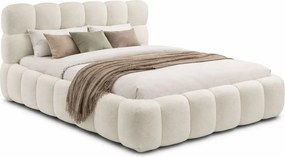Kremowe nowoczesne łóżko tapicerowane boucle F4-C68