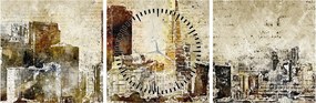 Obraz - Artystycznie ukształtowane miasto (z zegarem) (90x30 cm)