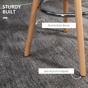 HOMCOM Zestaw 2 krzeseł barowych skandynawskich z podnóżkiem białe drewniane nowoczesne | Aosom PL