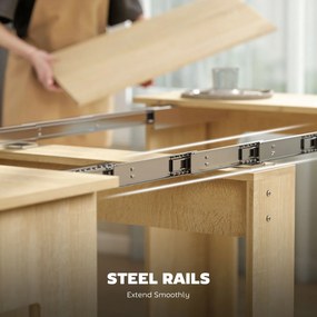 HOMCOM Stół jadalny, składany stół, rozkładany stół kuchenny, stół do jadalni, płyta wiórowa, 60-180 x 85 x 75 cm, naturalny