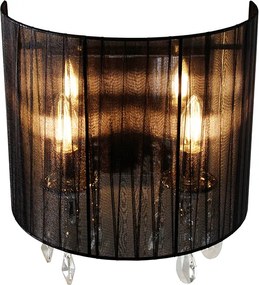 Klasyczna lampa ścienna chromowana z czarnym abażurem - Ann-Kathrin 2