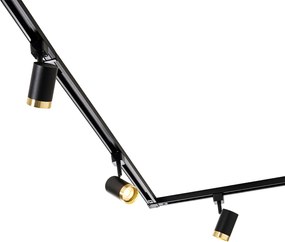 System szynowy 1-fazowy z 5 reflektorami czarny ze złotym pierścieniem - Jeana