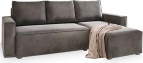 PROMOCJA Ciemnoszara rozkładana sofa narożna CAVELO, dwustronna II. gatunek